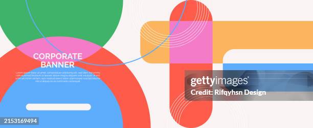 modern multicolored geometric circle shape design element, wide abstract background banner for social media post, web banner and flyer - wavy footer stock illustrations