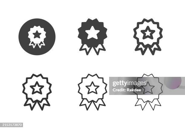 stockillustraties, clipart, cartoons en iconen met star medal badge icons - multi series - certificaatpictogram