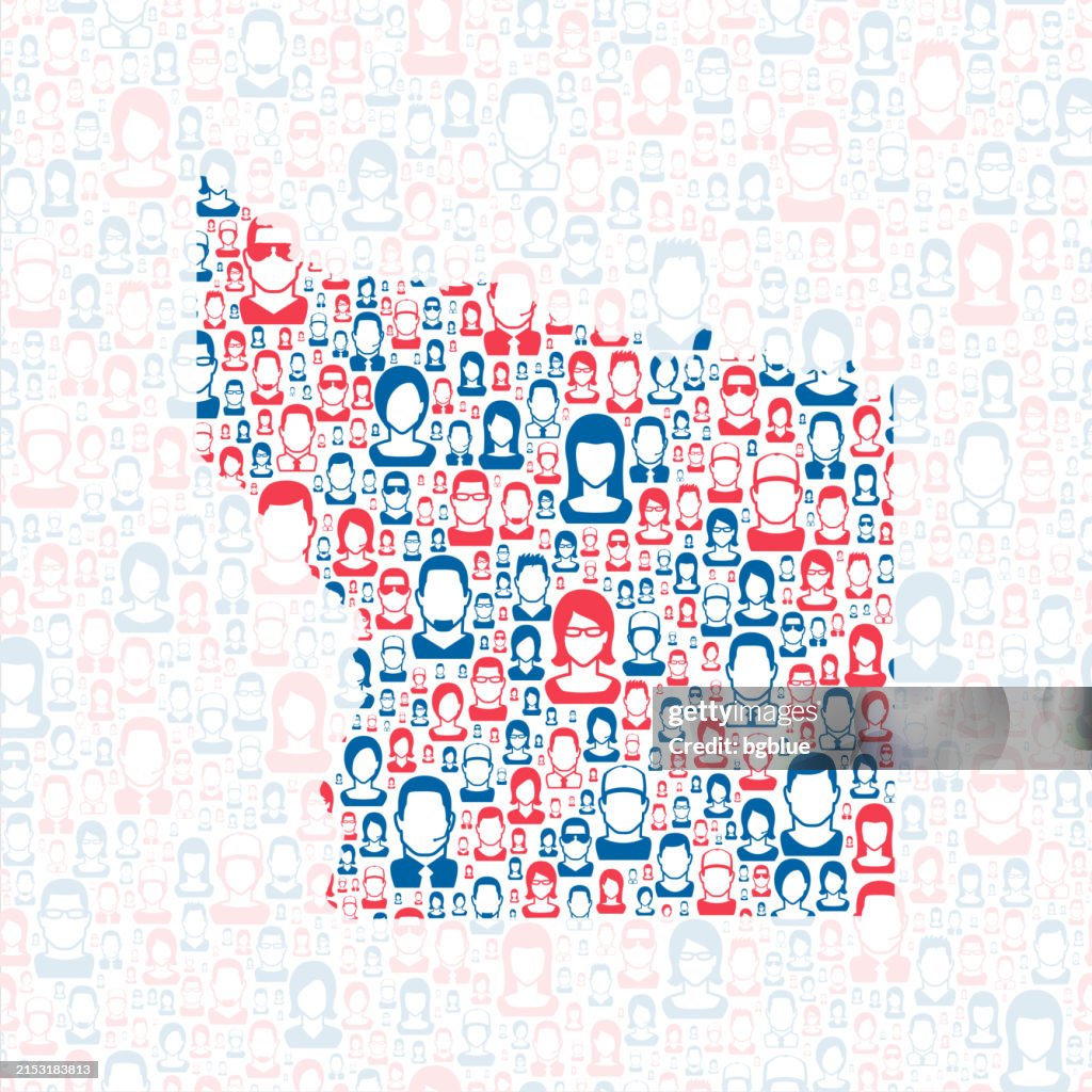 Smith County, Texas. Map with blue and red People