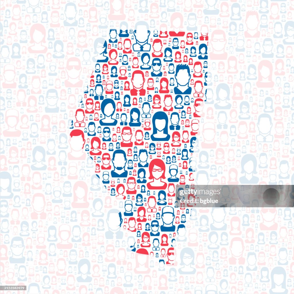 Boone County, Missouri. Map with blue and red People