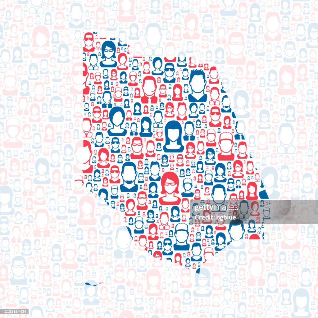 Ventura County, California. Map with blue and red People