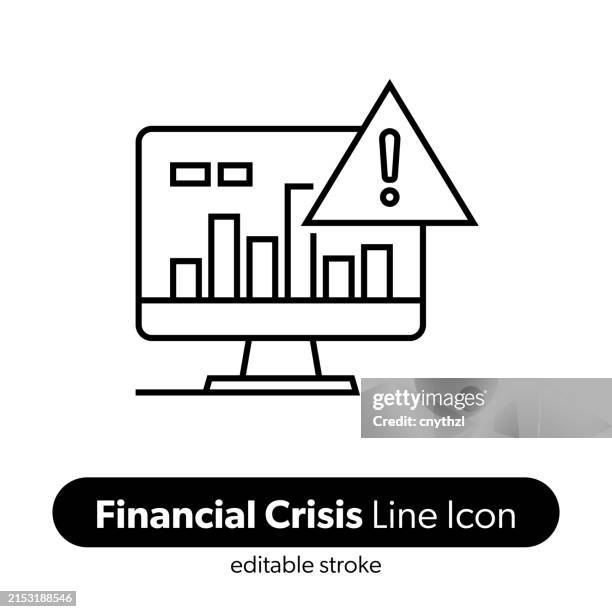 financial crisis line icon. editable stroke vector icon. - losing stock illustrations