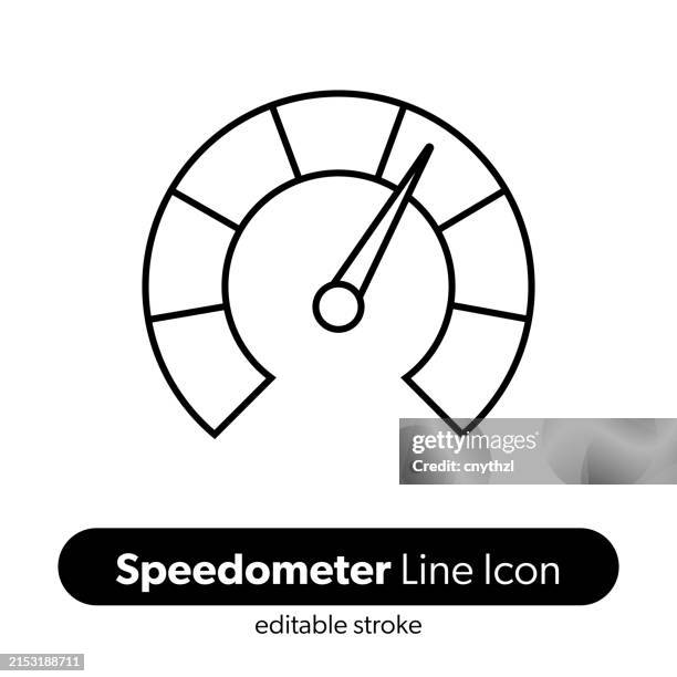 speedometer line icon. editable stroke vector icon. - speedometer stock illustrations