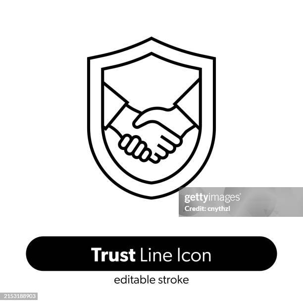 trust line icon. editable stroke vector icon. - trust stock illustrations