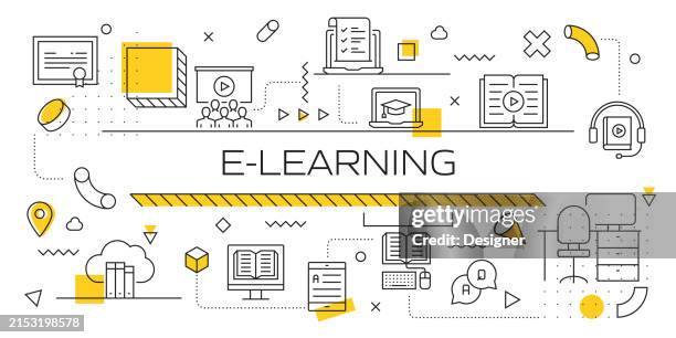 Elearning Banner Examples Elearning Related Line Style Banner Design For Web Page Headline ...