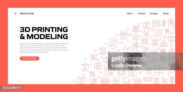 3d printing and modeling related banner design for web page, headline, brochure, annual report and book cover - prototype icon stock illustrations