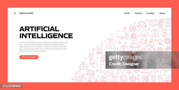 artificial intelligence related banner design for web page, headline, brochure, annual report and book cover - holographic projection stock illustrations