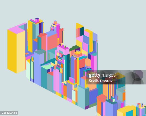 abstract color geometric cube modern building structure illustration background - office cubes stock illustrations