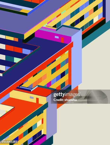 abstract colorful minimalism geometric architecture structure pattern background - construction abstract stock illustrations
