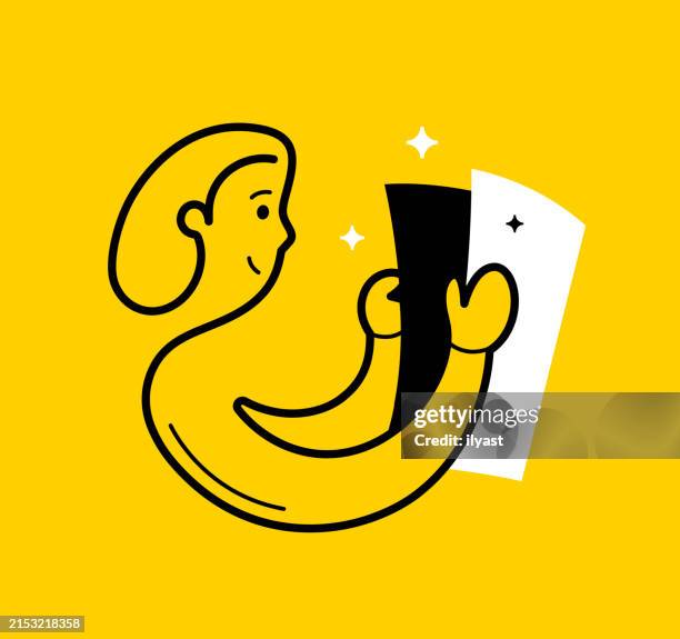 continuous editable line character with newspaper - yellow pages ad stock illustrations