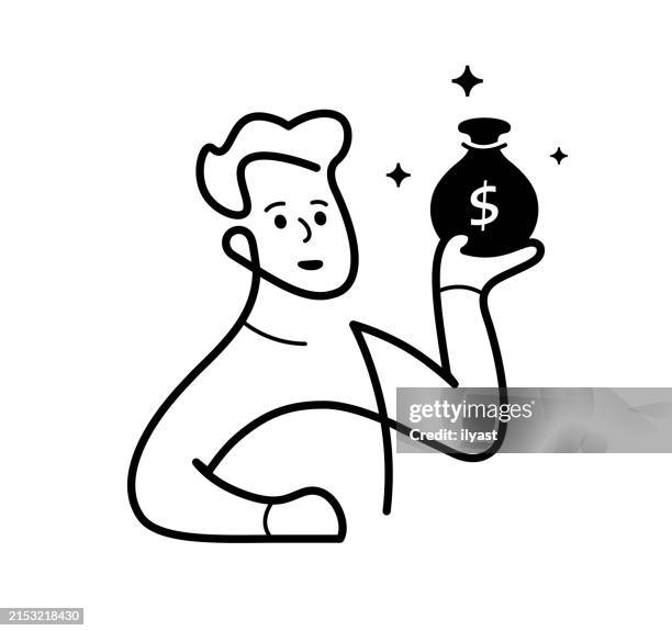 continuous editable line character with dollar capital - private equity abstract stock illustrations
