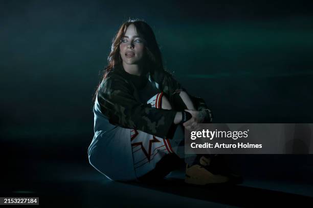 Billie Eilish performs onstage during "Hit Me Hard And Soft" Album Release Listening Party at Barclays Center on May 15, 2024 in New York City.
