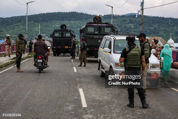 Indian Army soldiers, CRPF, and JK Police officers are patrolling while being on high alert as security is being beefed up ahead of the fifth phase...