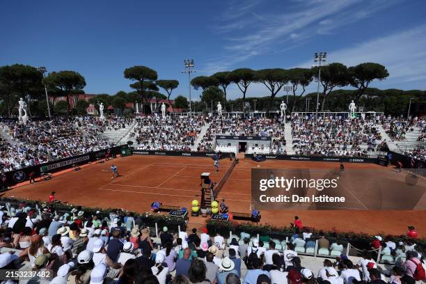 General view play on the Pietrangeli court during the Men's Doubles Quarterfinal between Wesley Koolhof of the Netherlands and Nikola Mektic of...