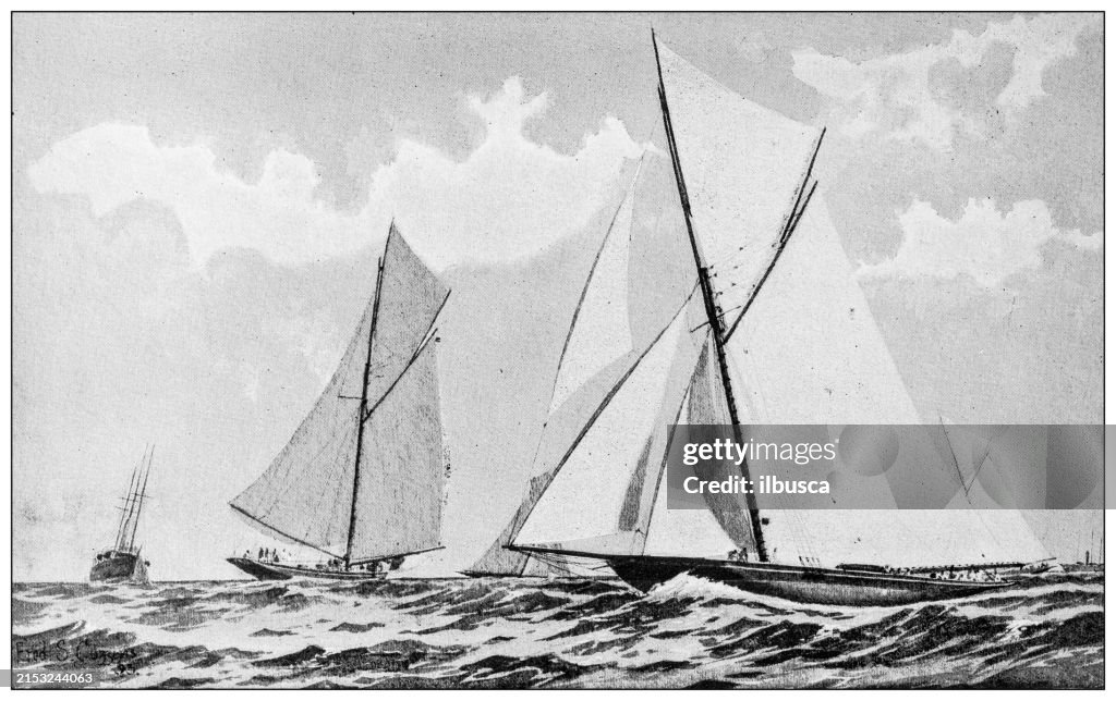 Antique image: Sailing boats