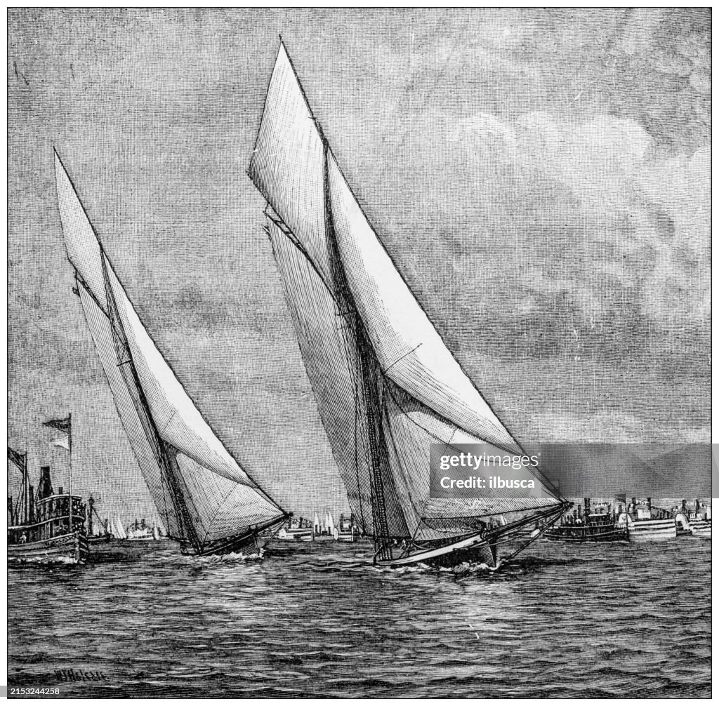 Antique image: Sailing boats