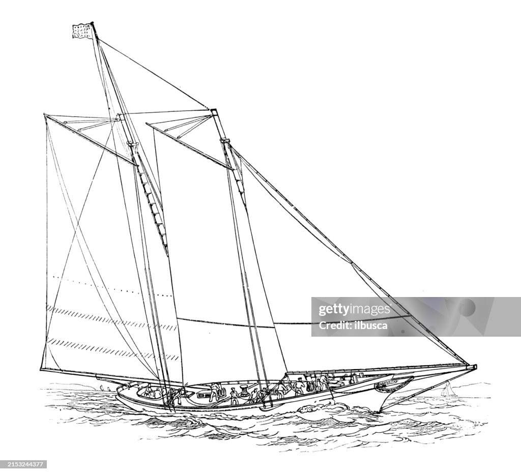 Antique image: Sailing boat, "America"