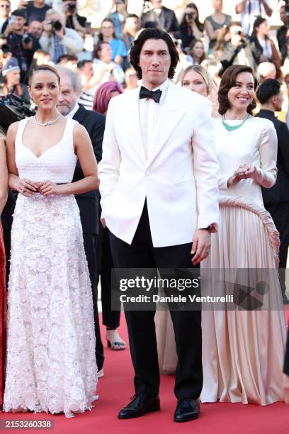 Nathalie Emmanuel, Adam Driver and Aubrey Plaza attend the "Megalopolis" Red Carpet at the 77th annual Cannes Film Festival at Palais des Festivals...