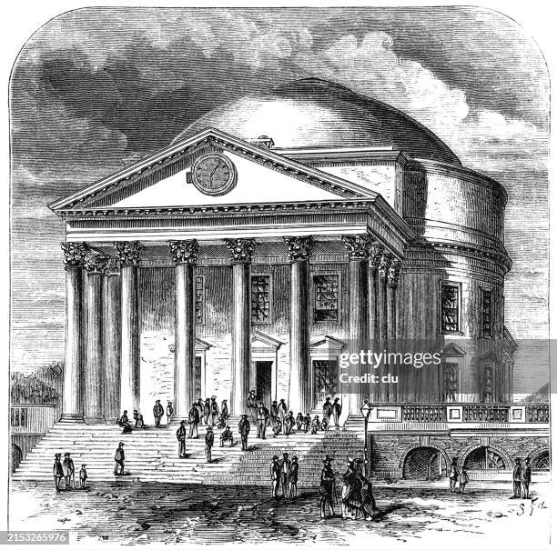 university of virginia , the rotunda - university of virginia rotunda stock illustrations