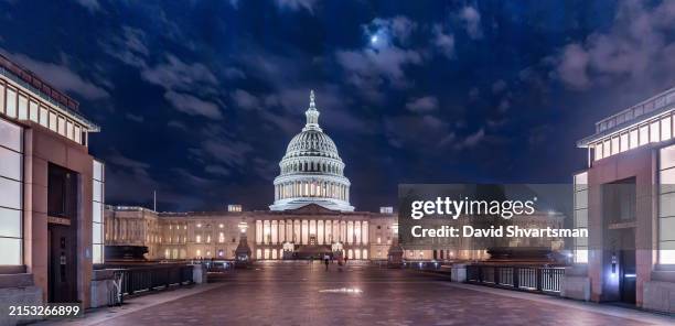 the east side of the us capitol building at night, washington dc, usa. - capitol building washington dc night stock pictures, royalty-free photos & images
