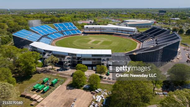 Progress on the new Cricket World Cup Stadium in Eisenhower Park in East Meadow, New York on May 7, 2024.