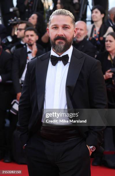 Shia LaBeouf attends the "Megalopolis" Red Carpet at the 77th annual Cannes Film Festival at Palais des Festivals on May 16, 2024 in Cannes, France.