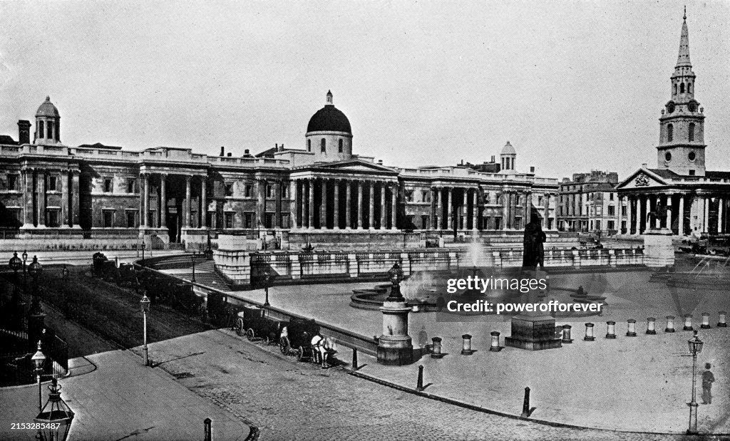 National Gallery at Trafalgar Square in the City of Westminster, London, England - 19th Century