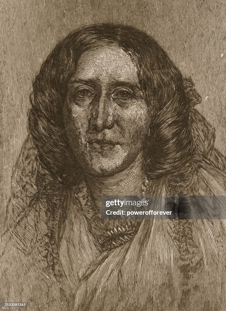 Portrait of George Eliot, Painting by Frederic William Burton - 19th Century