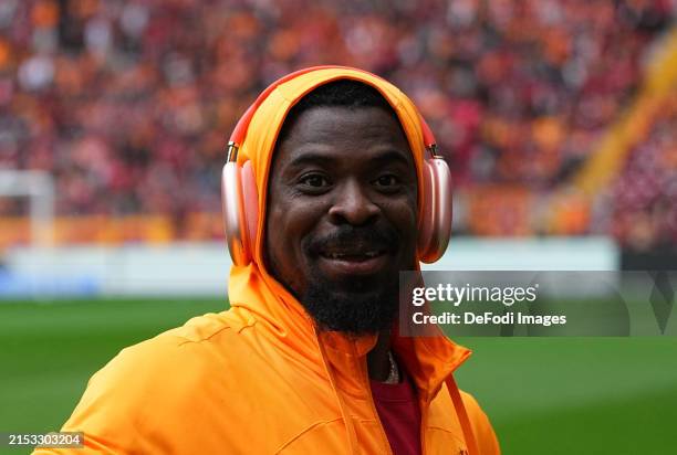 Serge Aurier of Galatasaray looks on during the Turkish Super League match between Galatasaray and Fenerbahce at Rams Park on May 19, 2024 in...