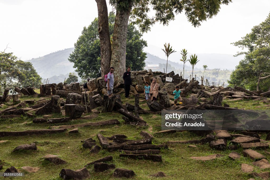 Fma Pyramid People visit the Gunung Padang pyramid site in Cianjur, West Java ...