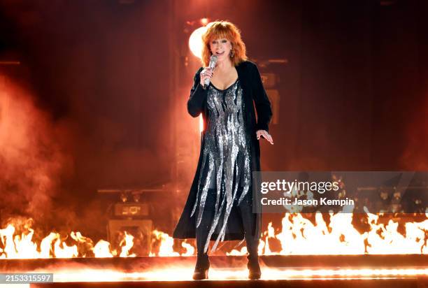 Host Reba McEntire performs onstage during the 59th Academy of Country Music Awards at The Ford Center at The Star on May 16, 2024 in Frisco, Texas.
