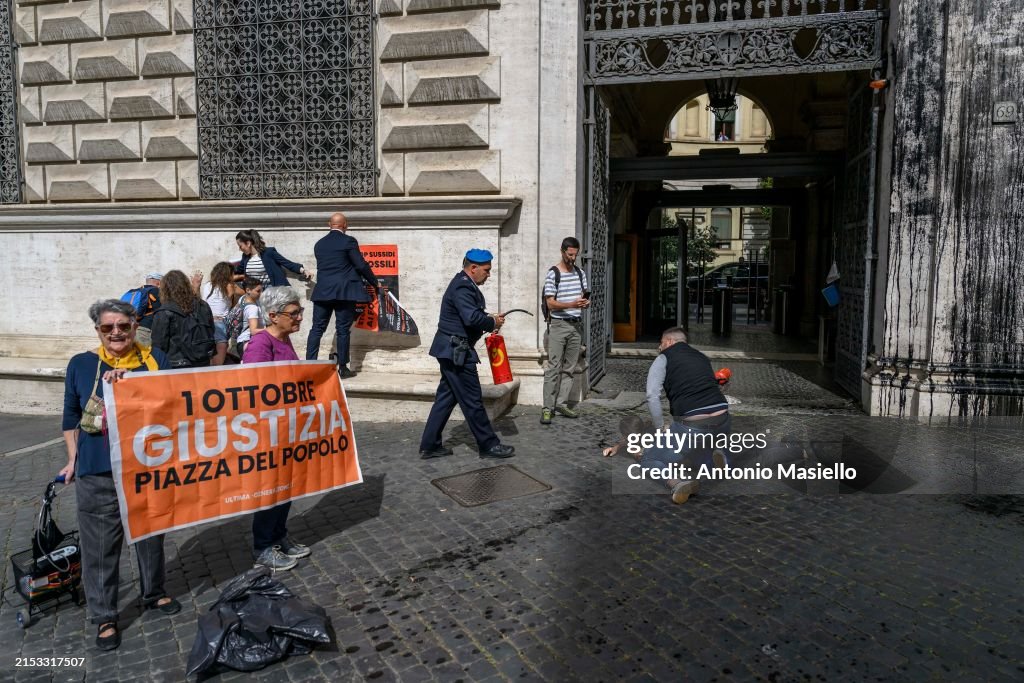 Climate Activists Ultima Generazione Protest Against Ecoclimate Collapse
