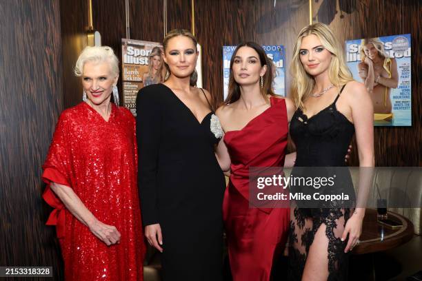 Maye Musk, Geo Burke, Lily Aldridge and Kate Upton attend the Sports Illustrated Swimsuit 2024 Issue Release and 60th Anniversary Celebration at Hard...