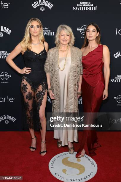 Kate Upton, Martha Stewart and Lily Aldridge attend the Sports Illustrated Swimsuit 2024 Issue Release and 60th Anniversary Celebration at Hard Rock...