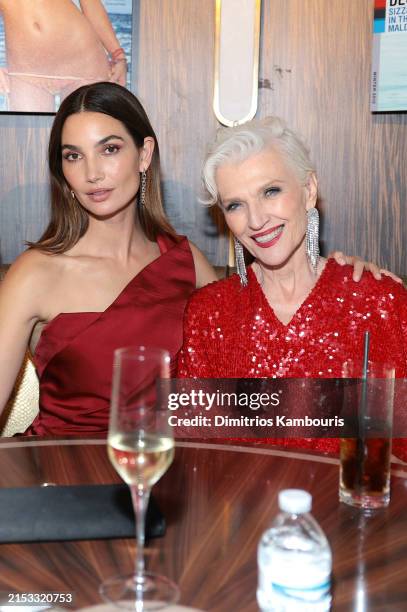 Lily Aldridge and Maye Musk attend the Sports Illustrated Swimsuit 2024 Issue Release and 60th Anniversary Celebration at Hard Rock Hotel New York on...