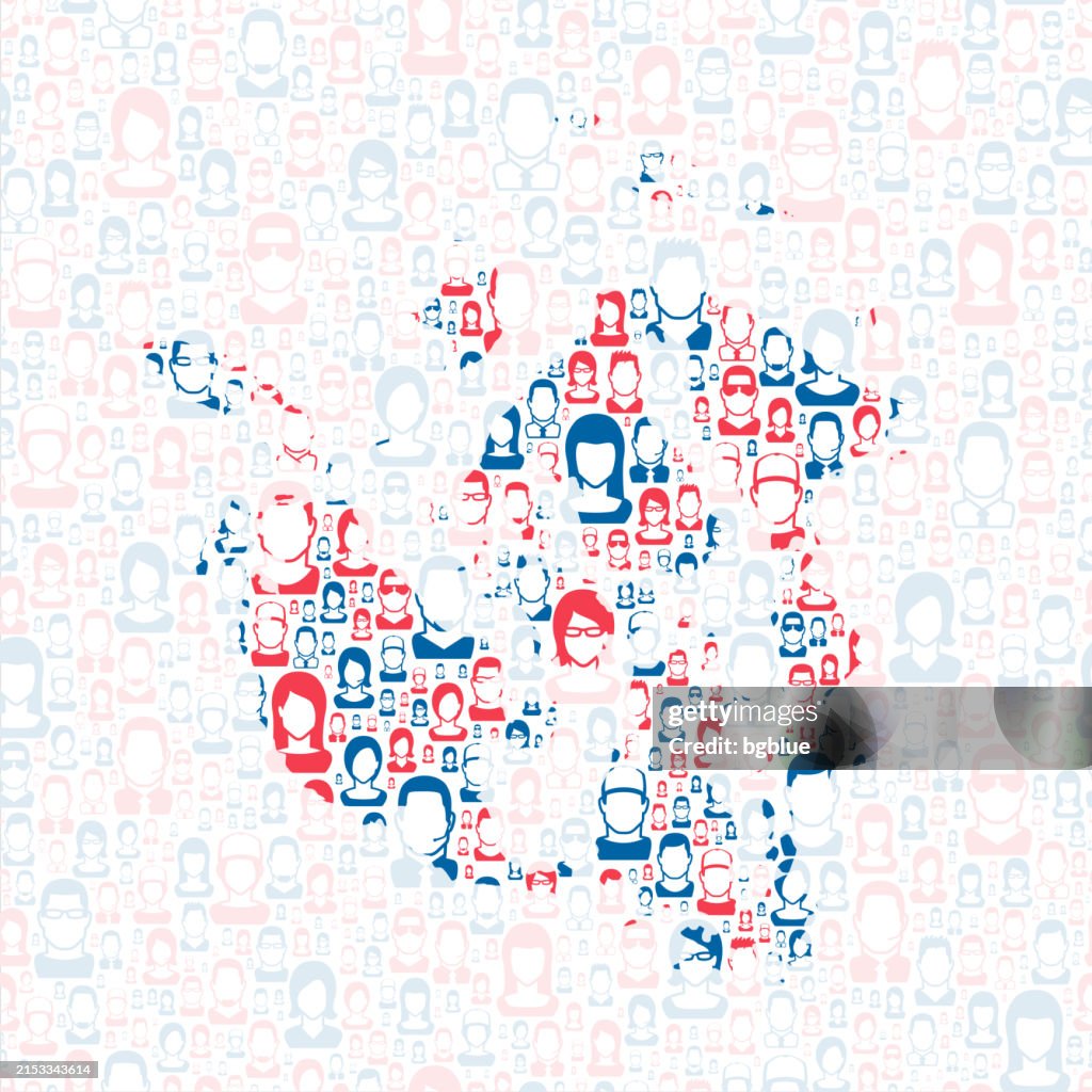 San Juan County, Washington. Map with blue and red People