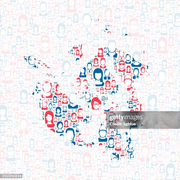 san juan county, washington. map with blue and red people - san juan islands map stock illustrations
