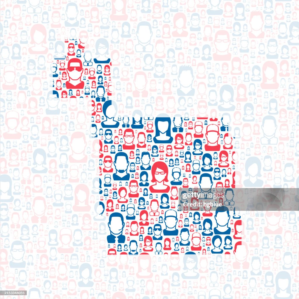 Ward County, North Dakota. Map with blue and red People