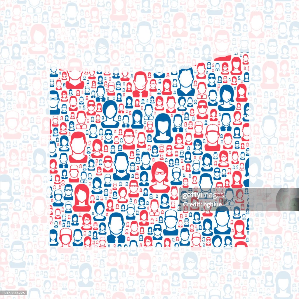 Kearney County, Nebraska. Map with blue and red People