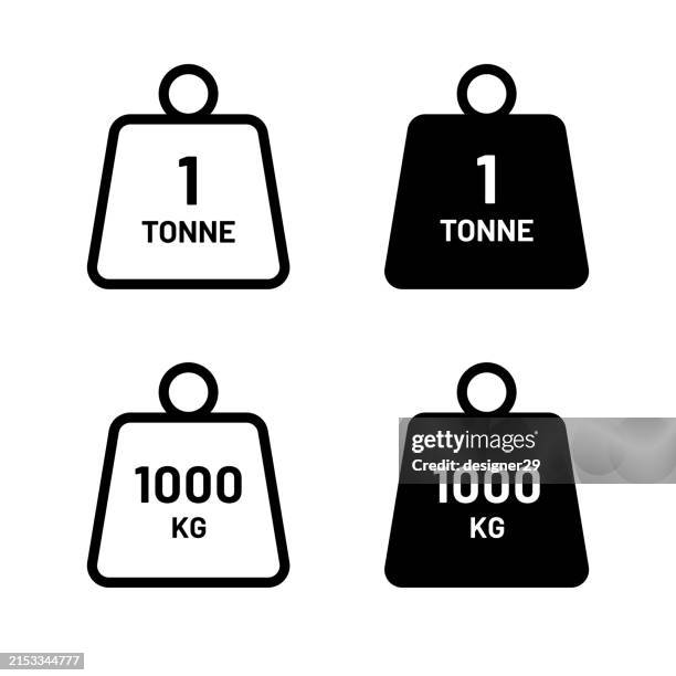 illustrations, cliparts, dessins animés et icônes de conception vectorielle d’ensemble d’icônes de tonne et de kilogramme. - poids-et-haltères