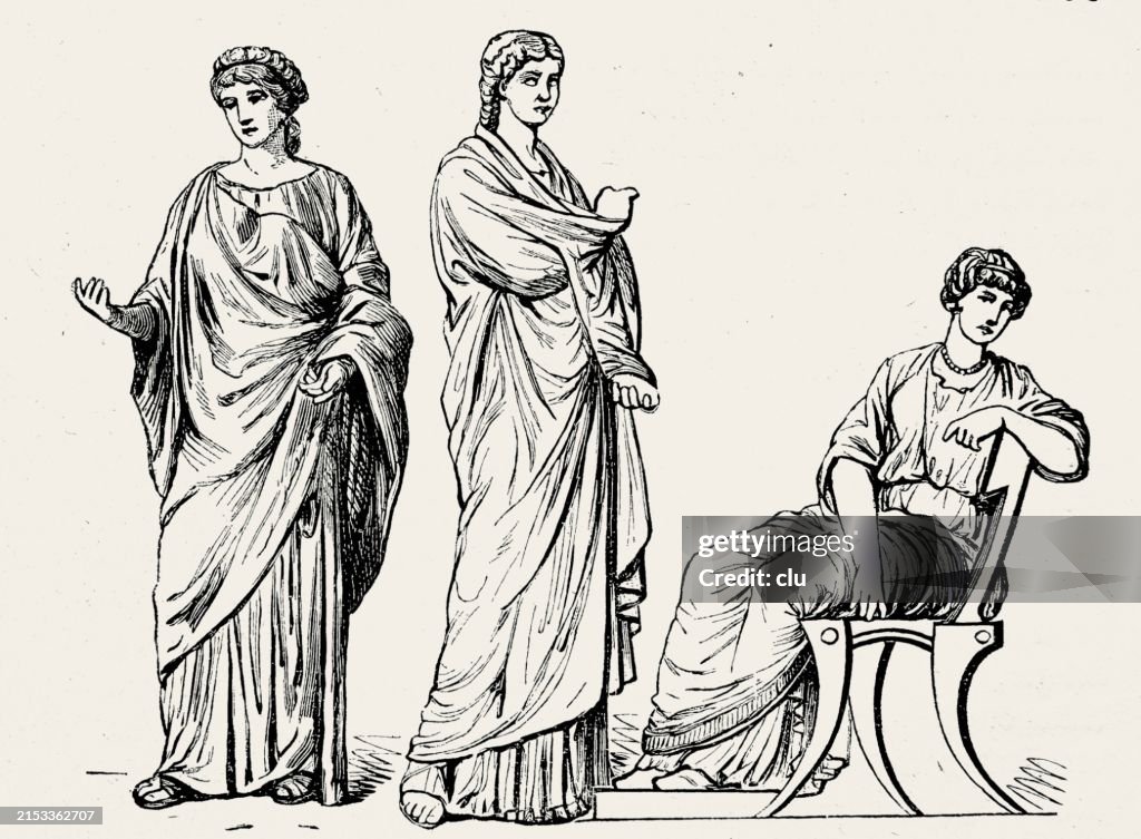 Palla Examples Rome Ancient Roman Dress Women In Stola And Palla High-Res Vector Graphic ...
