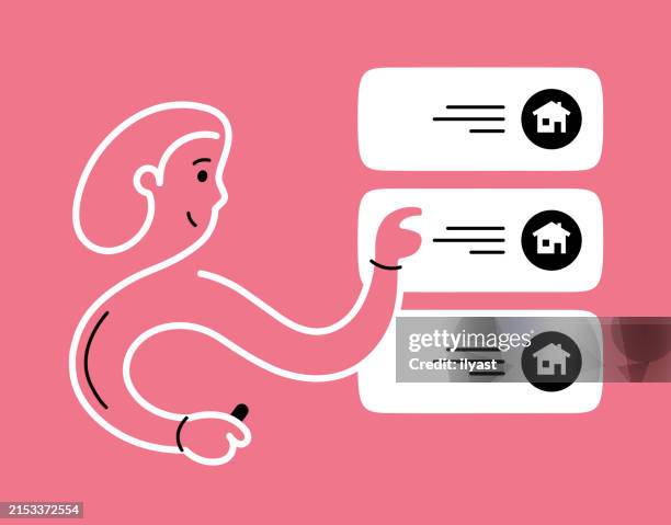 continuous editable line character with house sharing - university building exterior stock illustrations