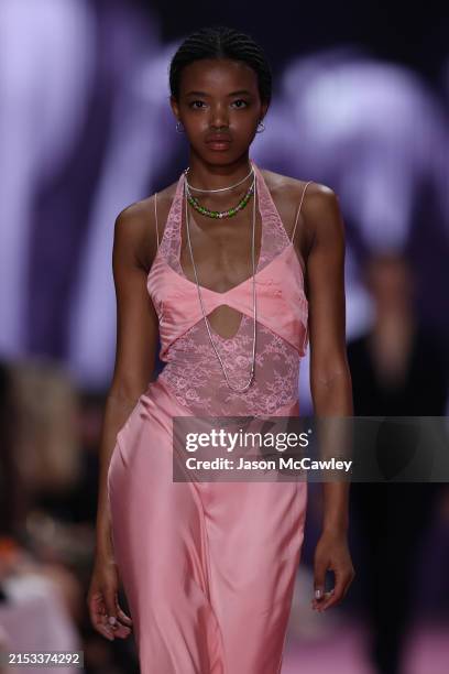Model walks the runway during the Pandora's Closing Night show during Australian Fashion Week Presented By Pandora 2024 at Carriageworks on May 17,...