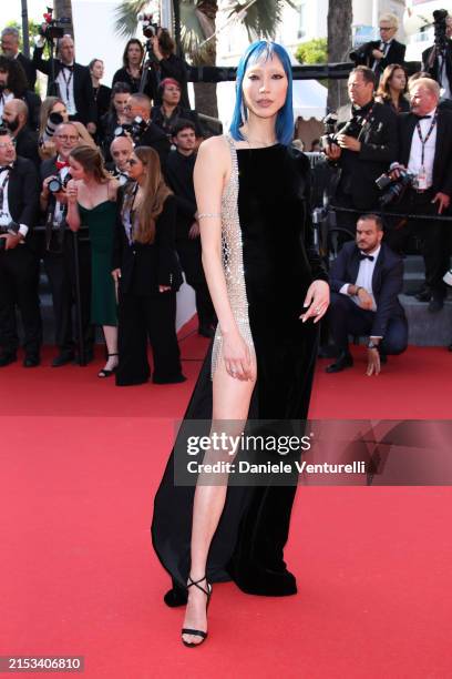 Soo Joo Park attends the "Kinds Of Kindness" Red Carpet at the 77th annual Cannes Film Festival at Palais des Festivals on May 17, 2024 in Cannes,...