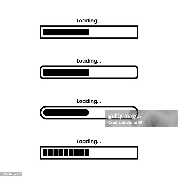loading bar icon set vector design. - progress bar stock illustrations