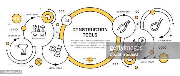 construction tools infographic design - power point template stock illustrations