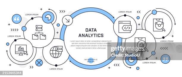 data analytics infographic design - integrated systems icon stock illustrations