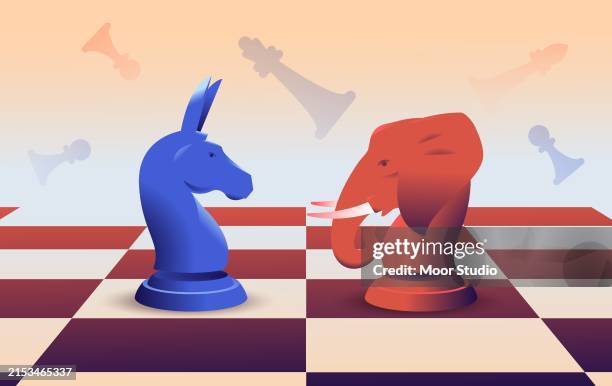 illustrations, cliparts, dessins animés et icônes de illustration vectorielle du concept démocrates vs républicains - échiquier