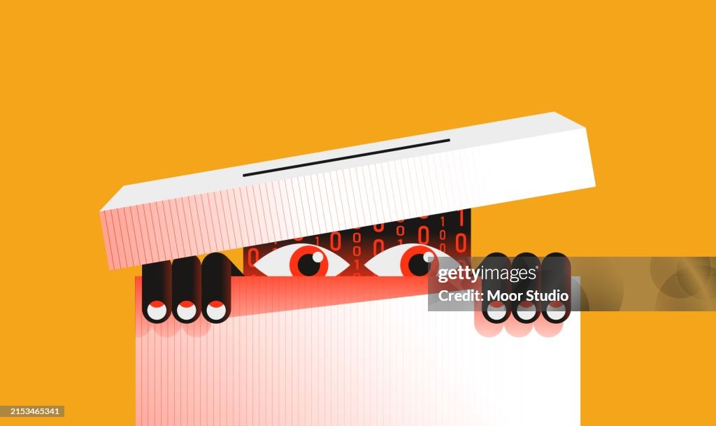 Hacker versteckt sich in der Wahlurne Vektorillustration