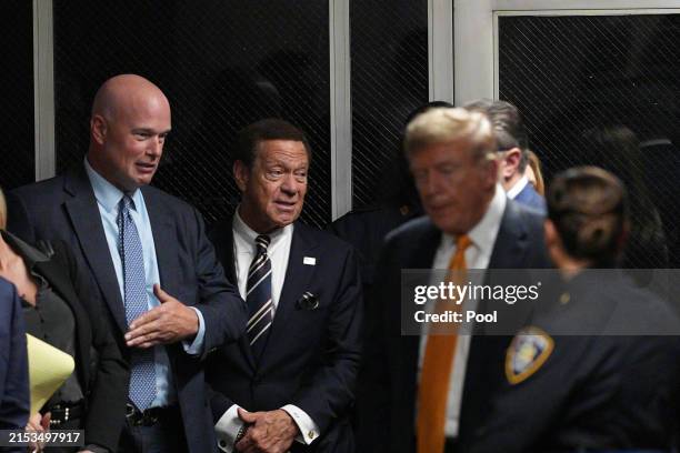 Actor Joe Piscopo and former acting US Attorney General Matt Whitaker attends former U.S. President Donald Trump's trial for allegedly covering up...